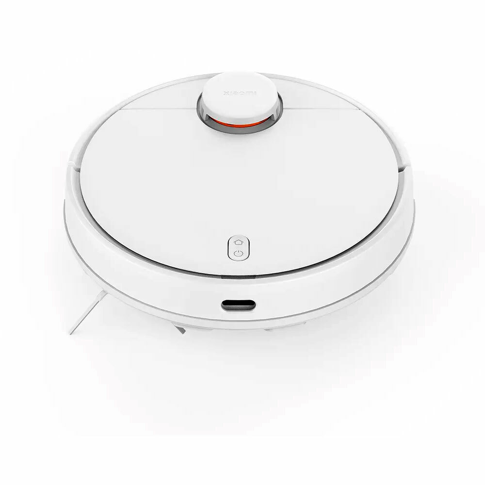 Aspirador robô Xiaomi branco sobre fundo branco